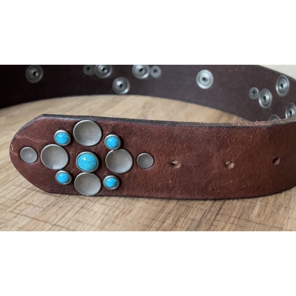 Rare Abercrombie leather studded western belt size S/M - Picture 2 of 9